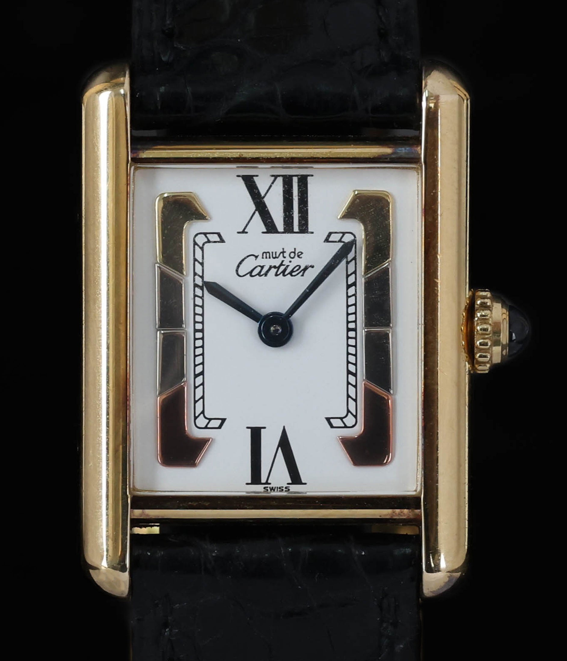 Cartier Must de Tank Vermeil Tri-Tone Trinity Dial Ref 1613 Circa