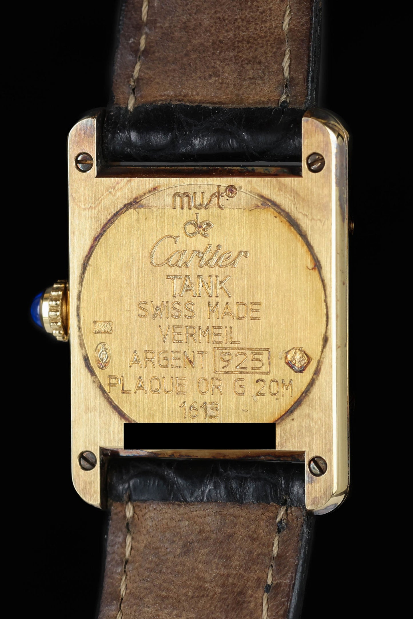 Pre-owned vintage Cartier Must de Tank Vermeil Tri-Tone Trinity Dial Ref 1613 Circa 1990s | Crown Vintage Watches