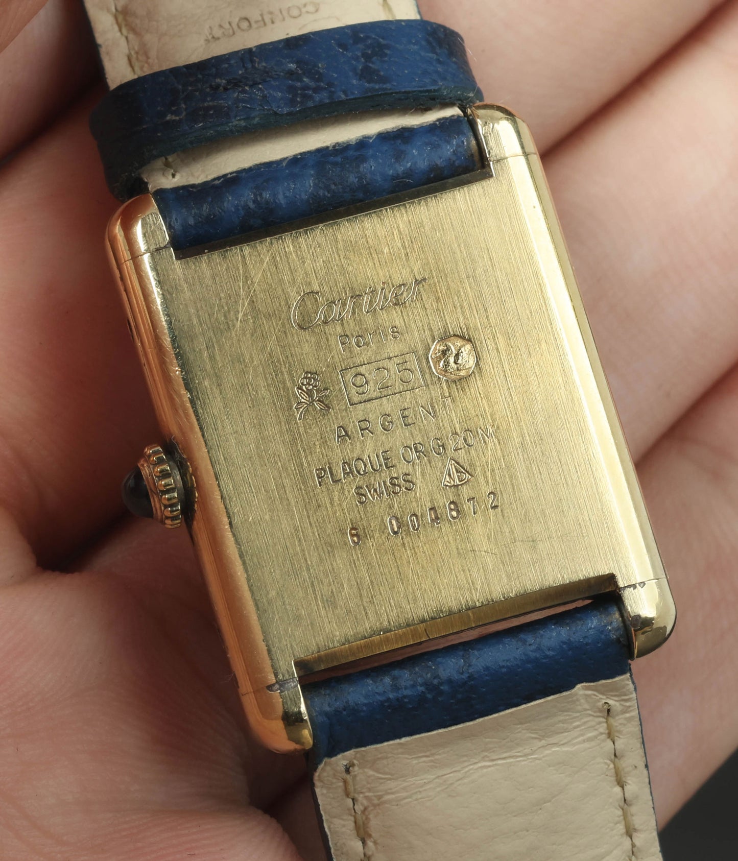 Preowned vintage Cartier Tank Must 'Lapis' Manual Wind 23x30MM Circa 1980s | Crown Vintage Watches