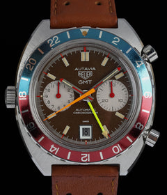 Heuer Autavia 1163 GMT - Mark 2 'Red Needles' Tropical Dial 42mm Circa 1970s