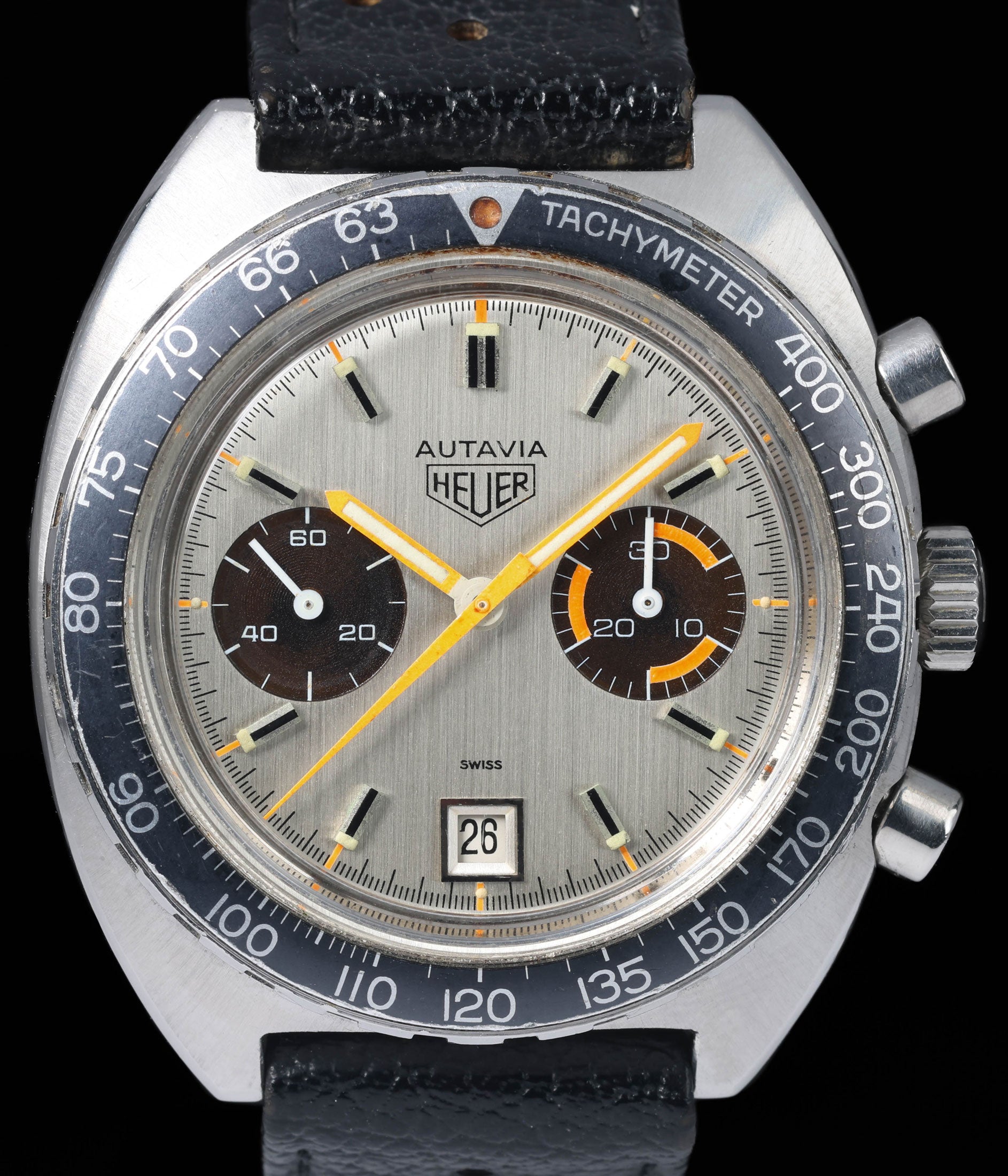 アデニアグラウカ Heuer Autavia 73463 42mm 1970s – Crown Vintage Watches