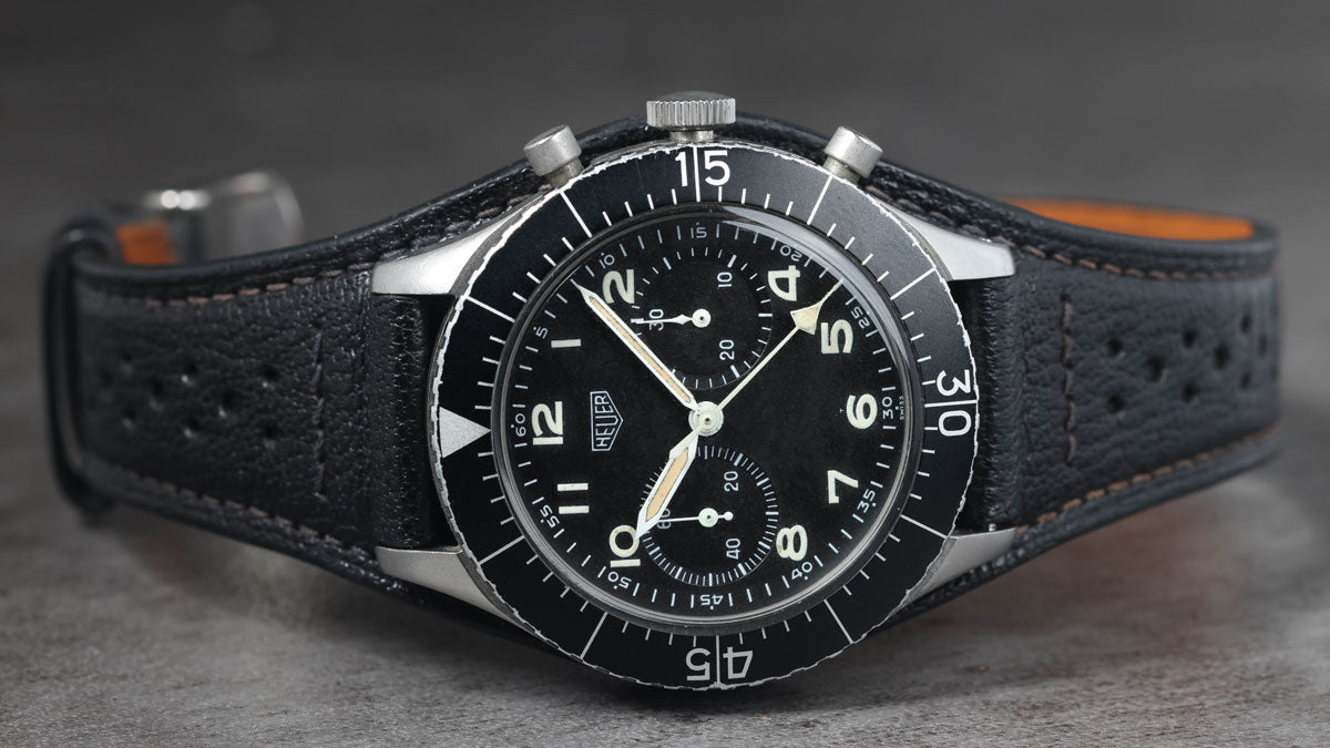 Preowned vintage Heuer Bundeswehr 1550SG 43mm 1970s | Crown Vintage Watches