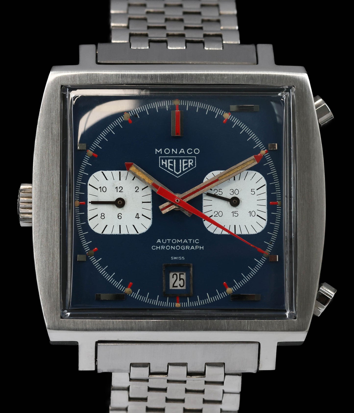 Pre-owned vintage Heuer Monaco 1133B 'Steve McQueen' 40mm Circa 1971 | Crown Vintage Watches