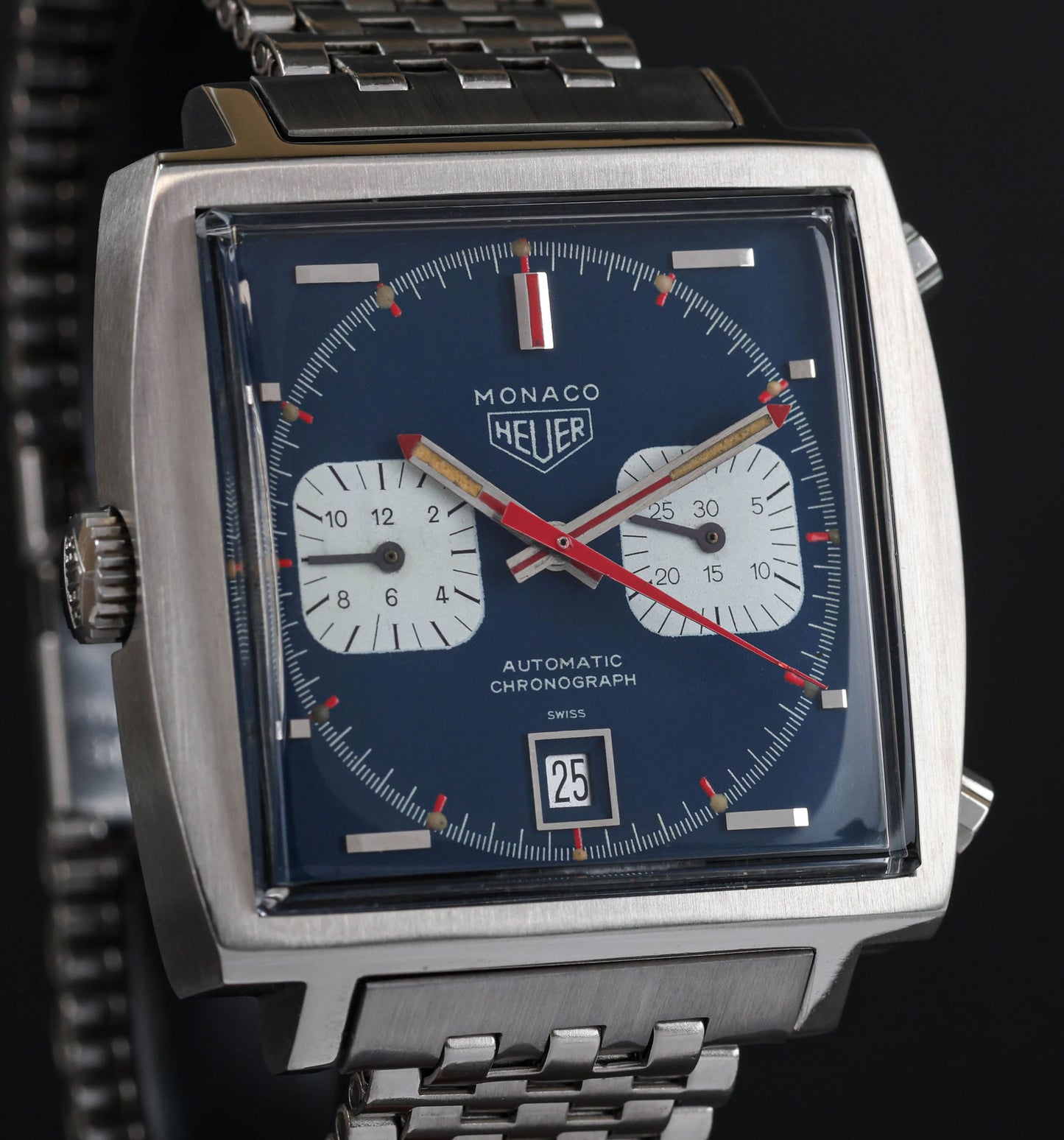 Pre-owned vintage Heuer Monaco 1133B 'Steve McQueen' 40mm Circa 1971 | Crown Vintage Watches