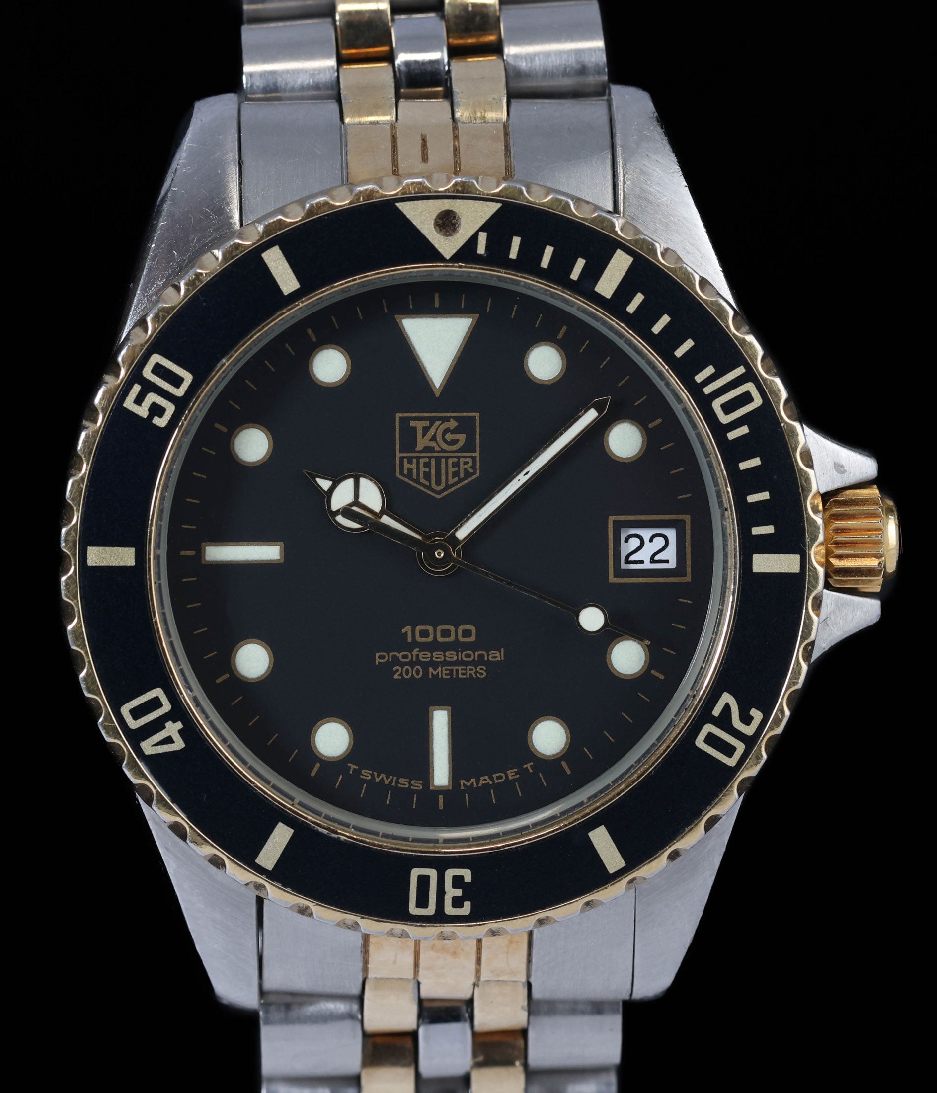 Pre-owned vintage Heuer Professional Diver 1000 Ref 980.020L Two-Tone 36MM Circa 1980s | Crown Vintage Watches