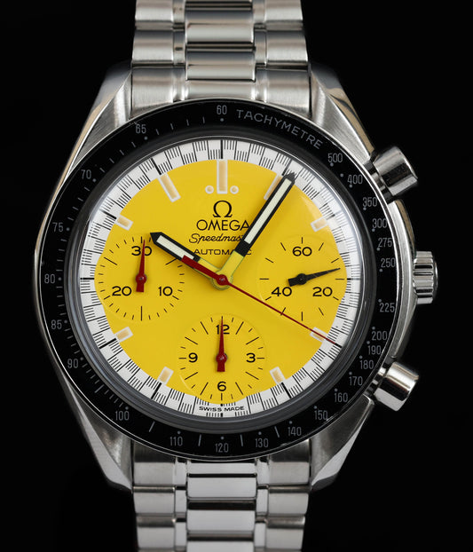 Pre-owned vintage Omega Speedmaster Reduced 3510.12 Schumacher Yellow 2000s | Crown Vintage Watches
