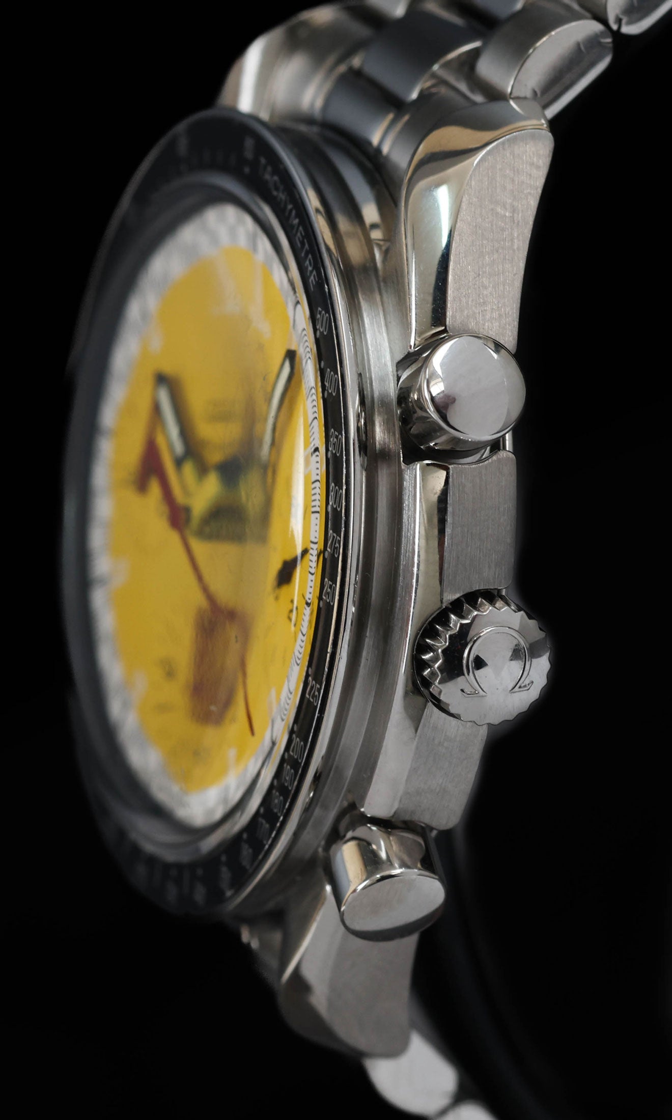 Pre-owned vintage Omega Speedmaster Reduced 3510.12 Schumacher Yellow 2000s | Crown Vintage Watches