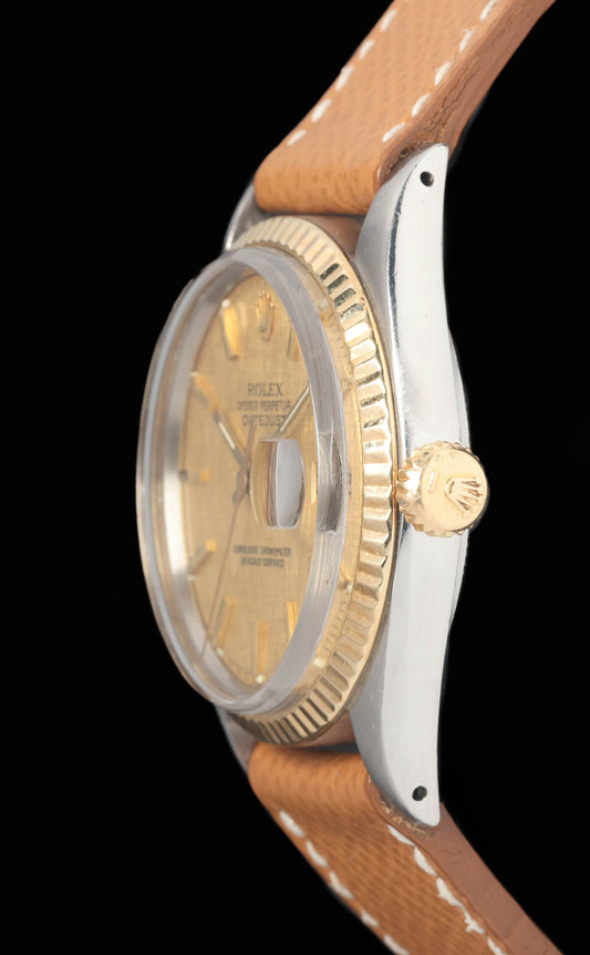 Preowned vintage Rolex Datejust 1601 Two Tone Linen Dial 36mm 1978 | Crown Vintage Watches