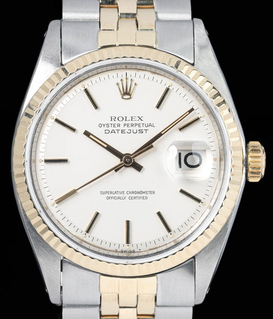 Preowned vintage Rolex Datejust 1601 White Dial 36mm 1972 | Crown Vintage Watches