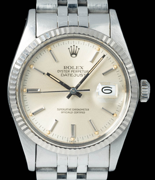 Preowned vintage Rolex Datejust 16014 'Silver Dial' 36MM 1984 Papers | Crown Vintage Watches