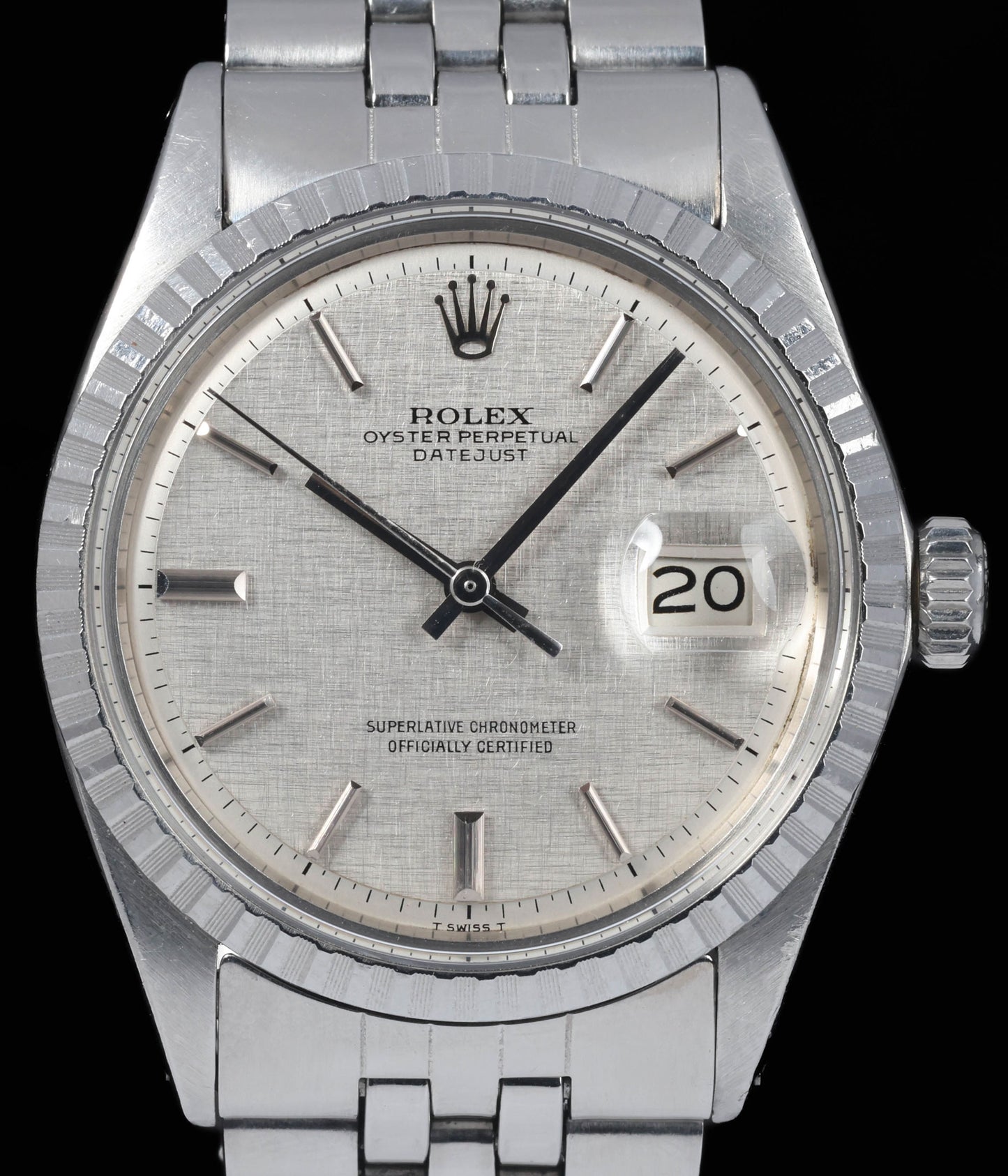 Pre-owned vintage Rolex Datejust 1603 'Linen-dial' 36mm 1973 | Crown Vintage Watches