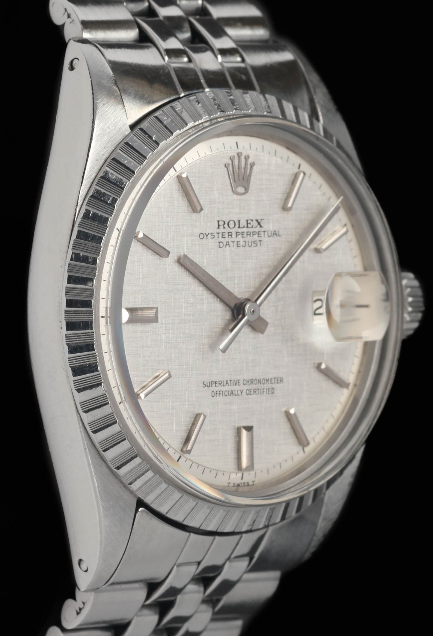 Pre-owned vintage Rolex Datejust 1603 'Linen-dial' 36mm 1973 | Crown Vintage Watches