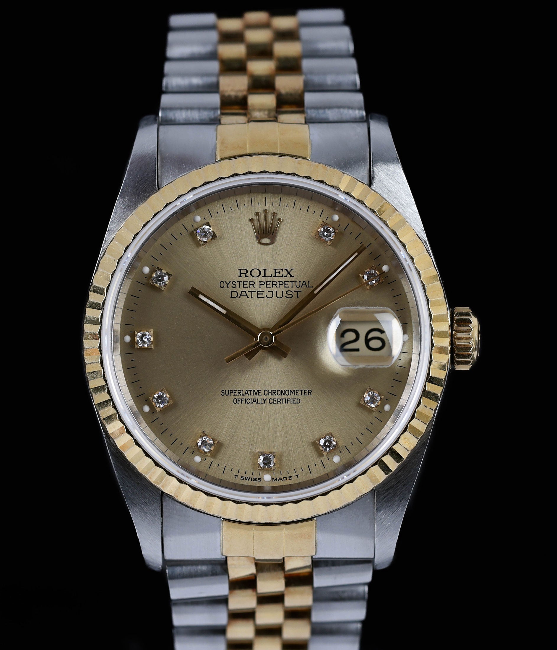 Rolex Datejust 36MM Champagne Dial Diamond Hour Markers 16233G