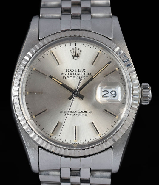 Pre-owned vintage Rolex Datejust 16014 36MM Silver 1984 | Crown Vintage Watches