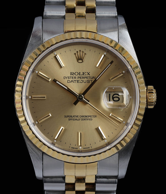 Pre-owned vintage Rolex Datejust 36mm Champagne Dial 16233 1991 | Crown Vintage Watches