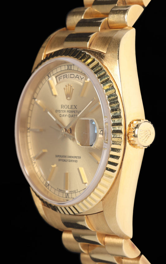 Preowned vintage Rolex Day Date 18238 Champagne Dial 36MM 1989 | Crown Vintage Watches
