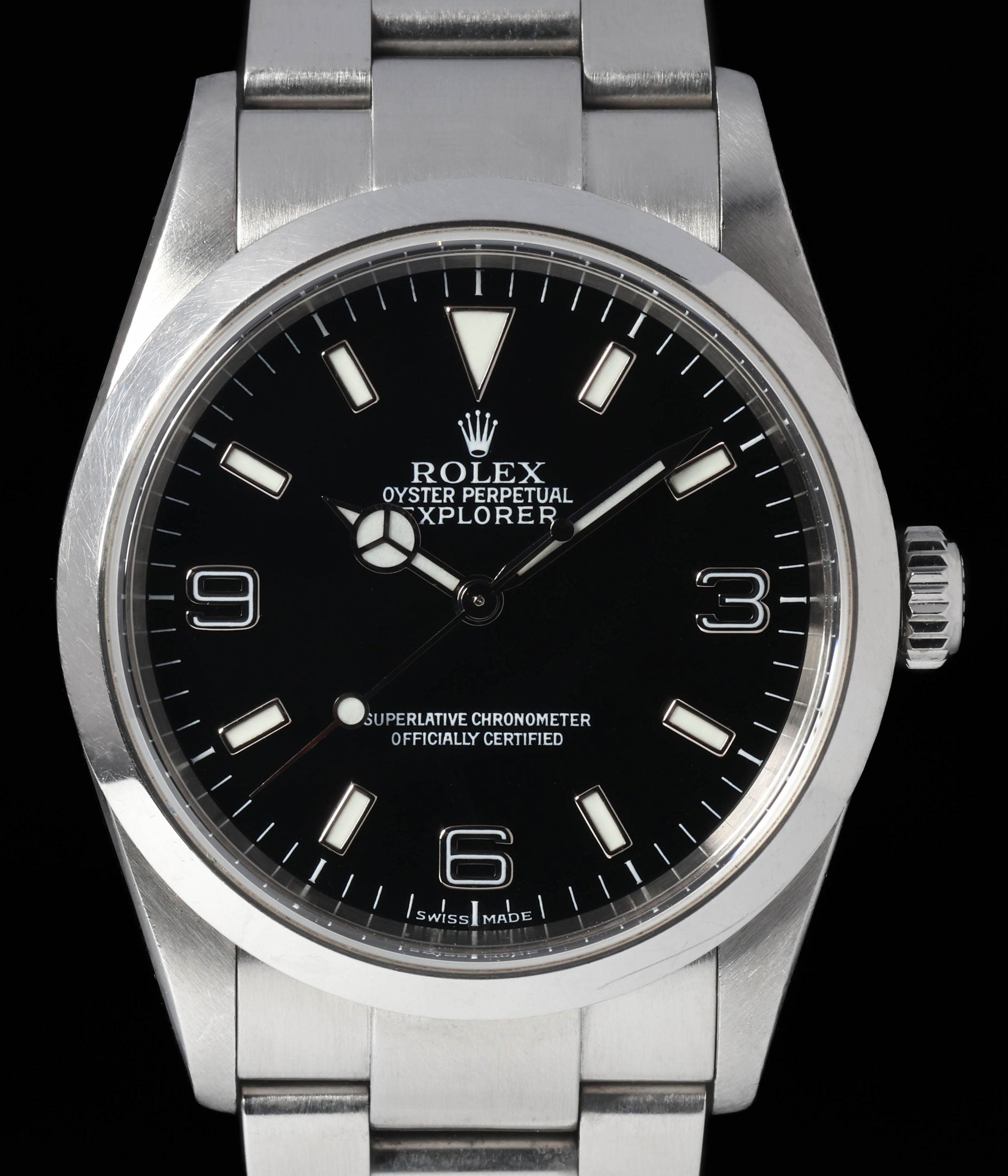 Pre-owned vintage Rolex Explorer I 114270 36mm 2004 Box & Papers | Crown Vintage Watches