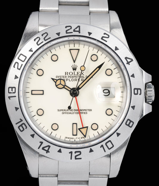 Preowned vintage Rolex Explorer II 16570 'Panna Dial' 40MM 1991 | Crown Vintage Watches