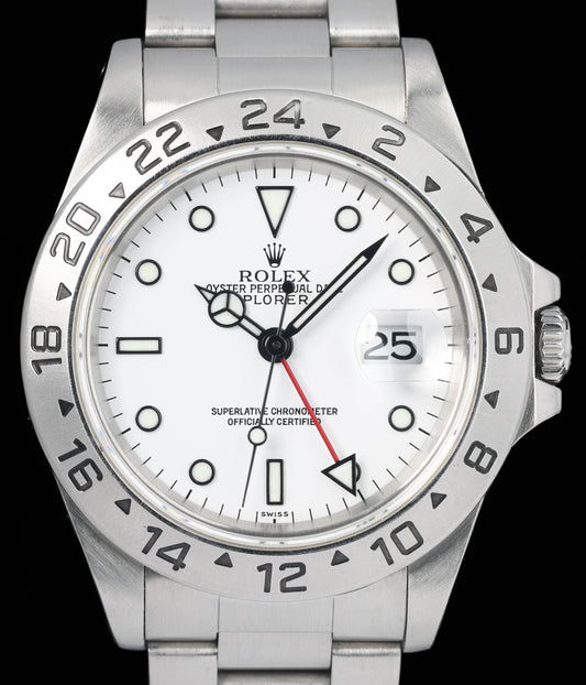 Preowned vintage Rolex Explorer II 16570 'Polar' 40MM 1996 | Crown Vintage Watches