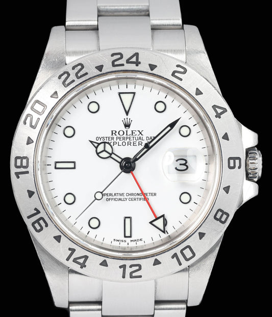 Preowned vintage Rolex Explorer II 16570T Polar 40mm 2004 Box & Papers | Crown Vintage Watches