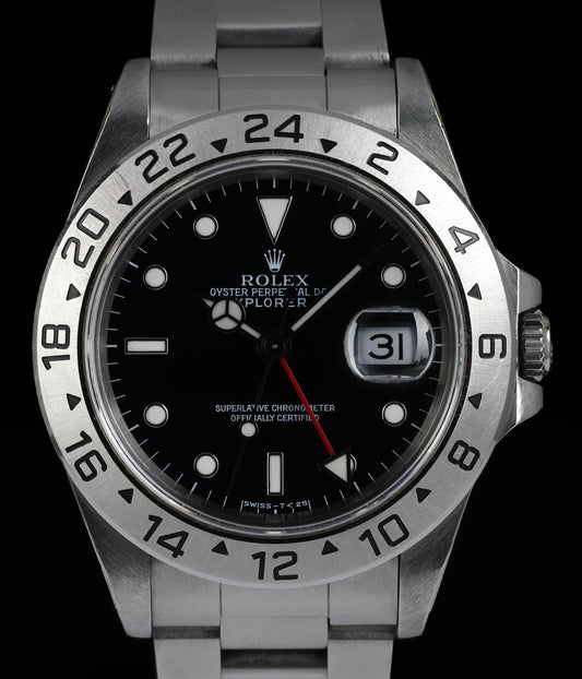 Pre-owned vintage Rolex Explorer II 40MM 16570 Black Dial Tritium 1995 | Crown Vintage Watches