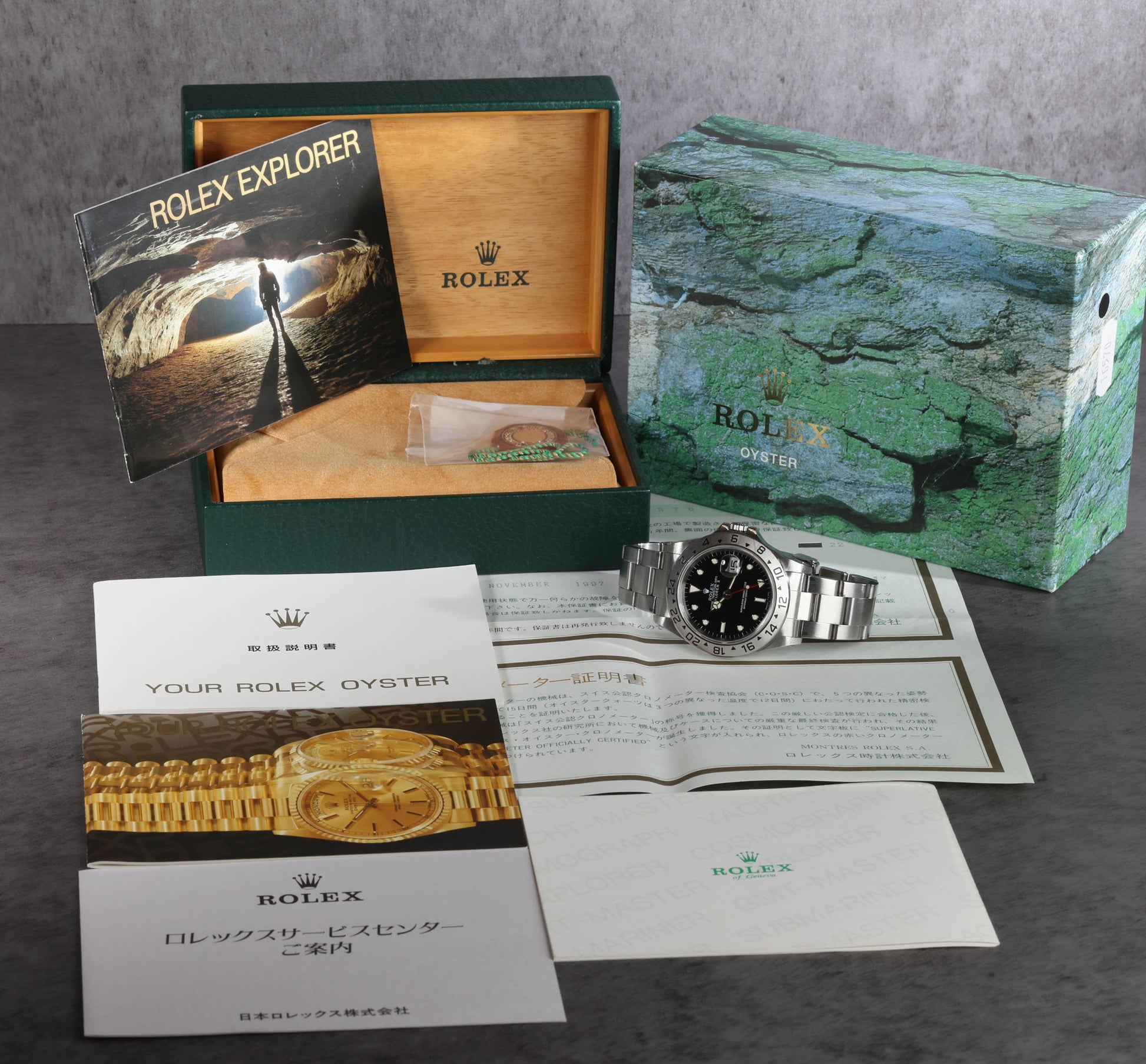 Pre-owned vintage Rolex Explorer II 'Black' 16570 40mm 1997 Box and Papers | Crown Vintage Watches