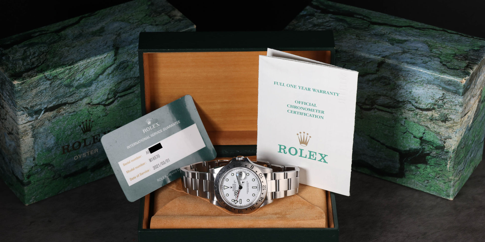 Pre-owned vintage Rolex Explorer II Polar 40MM 16570 1999 Box, Papers & RSC Card | Crown Vintage Watches