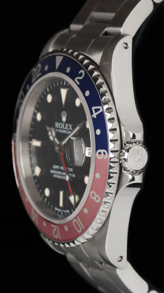 Pre-owned vintage Rolex GMT Master 16700 'Pepsi' 1996 Box & Papers | Crown Vintage Watches