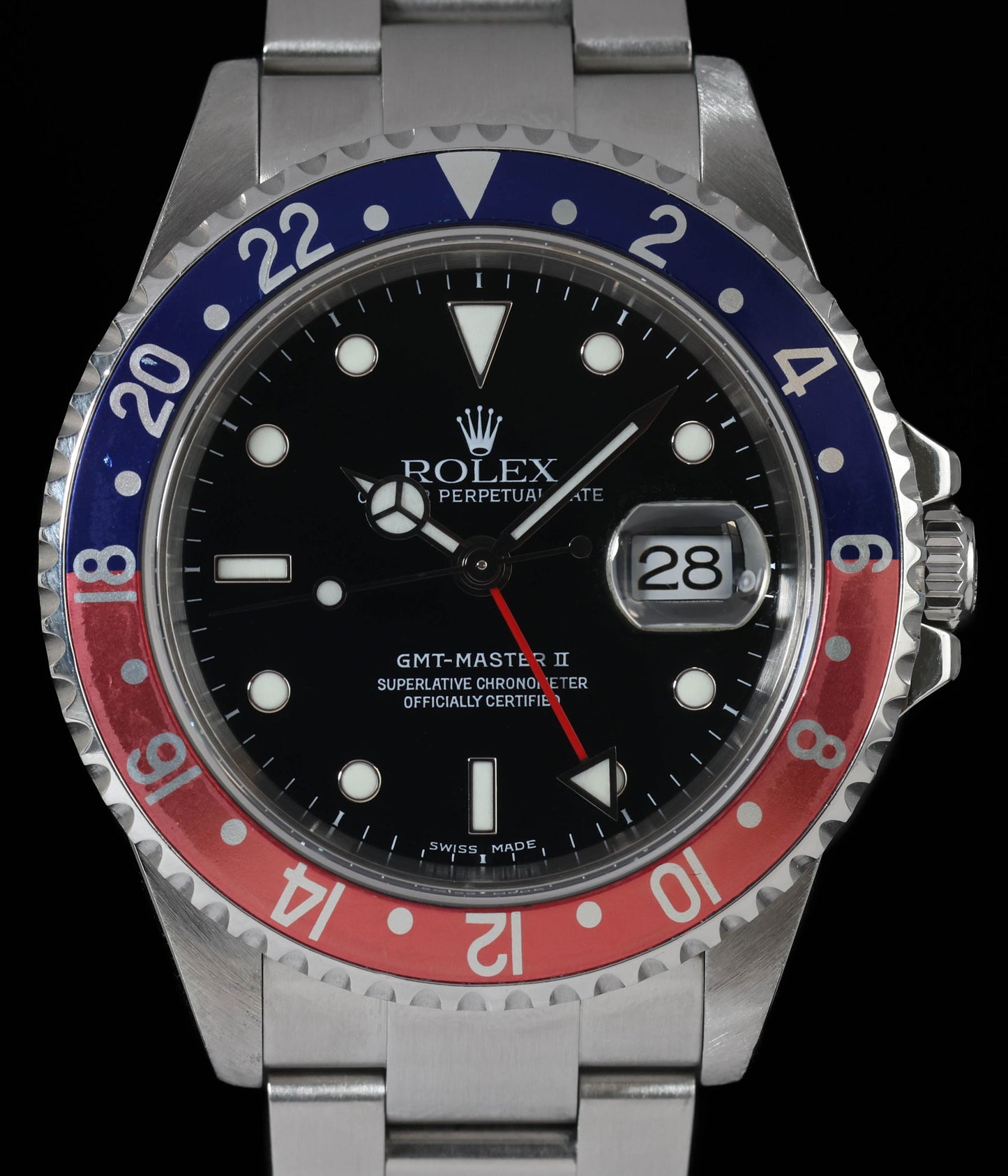 Pre-owned vintage Rolex GMT Master II 16710 'Pepsi' 40MM 2004 Box & Papers | Crown Vintage Watches