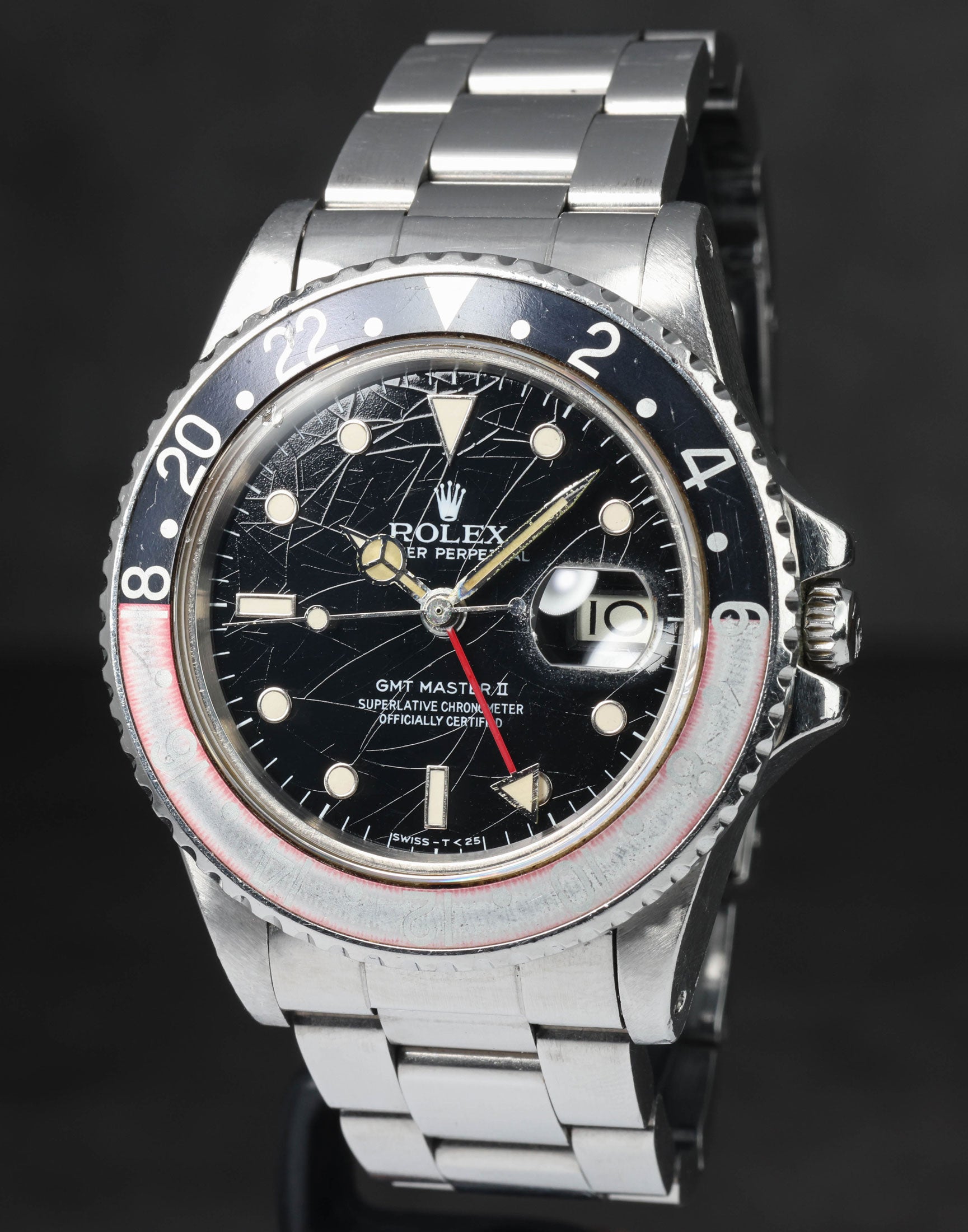 Pre-owned vintage Rolex GMT Master II 16760 'Fat Lady' Spider Dial 40MM  | Crown Vintage Watches