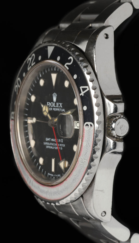 Pre-owned vintage Rolex GMT Master II 16760 'Fat Lady' Spider Dial 40MM  | Crown Vintage Watches