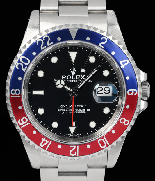 Preowned vintage Rolex GMT Master II 40MM 16710 'Pepsi' 2000 | Crown Vintage Watches