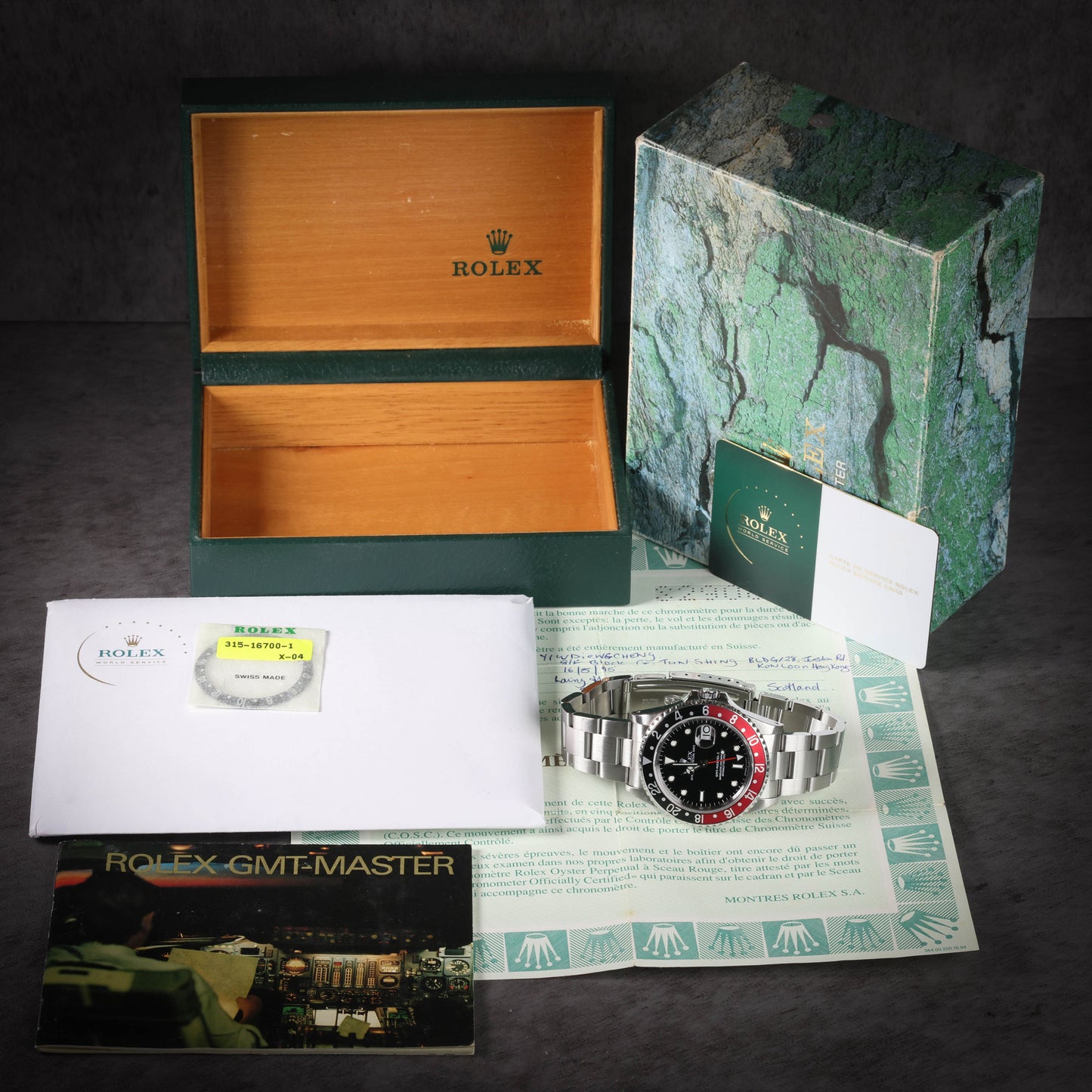 Preowned vintage Rolex GMT Master II 'Coke' 16710 40MM 1993 Box & Papers | Crown Vintage Watches