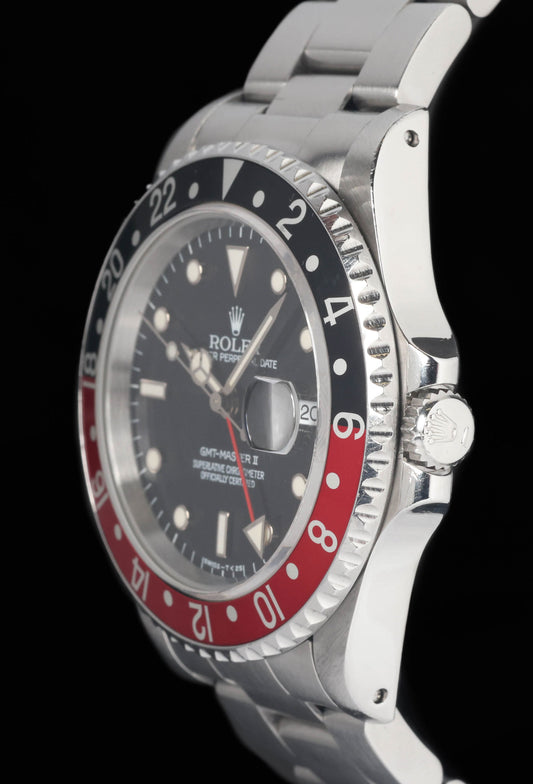 Preowned vintage Rolex GMT Master II 'Coke' 16710 40MM 1996 Box & Papers | Crown Vintage Watches