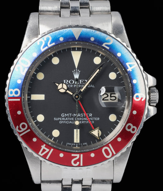 Preowned vintage Rolex GMT Master 'Pepsi' 40mm 16750 1981 | Crown Vintage Watches