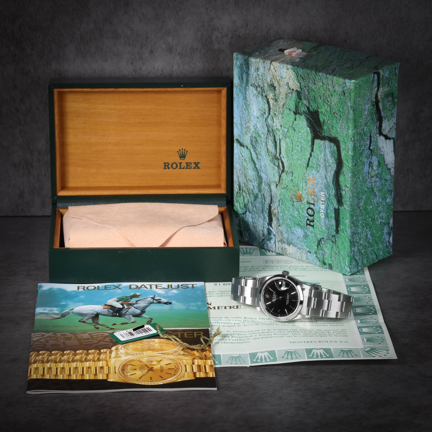 Preowned vintage Rolex Oyster Perpetual Date 15200 Black Dial 34MM 1999 Box & Papers | Crown Vintage Watches