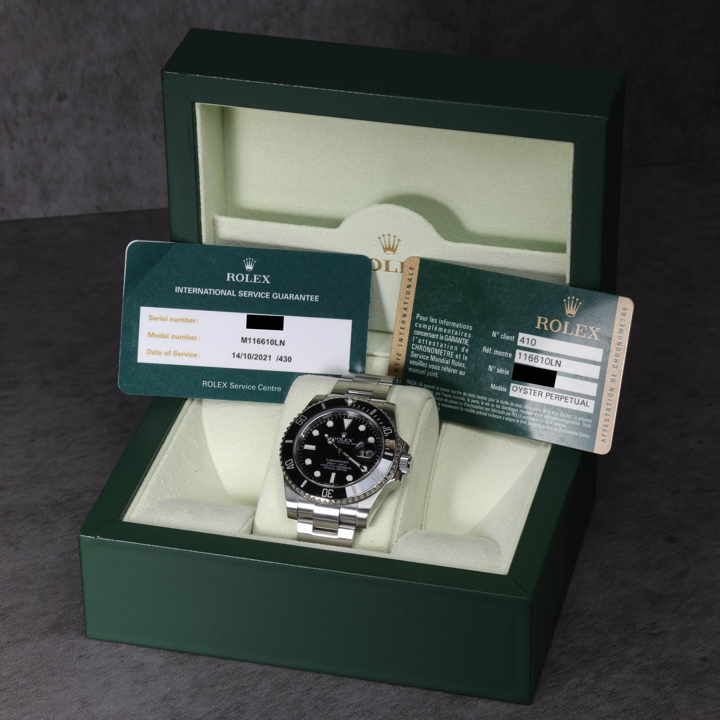 Pre-owned vintage Rolex Submariner Date 116610LN 40MM 2010 Box & Papers | Crown Vintage Watches