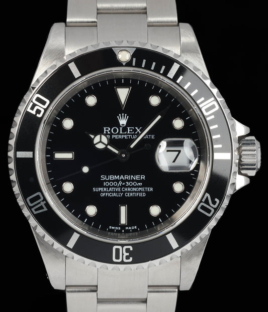 Preowned vintage Rolex Submariner Date 16610 40mm 2002 Box & Papers | Crown Vintage Watches