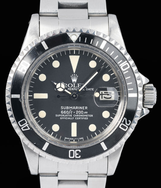 Preowned vintage Rolex Submariner Date 1680 40MM 1974 Box & Papers | Crown Vintage Watches