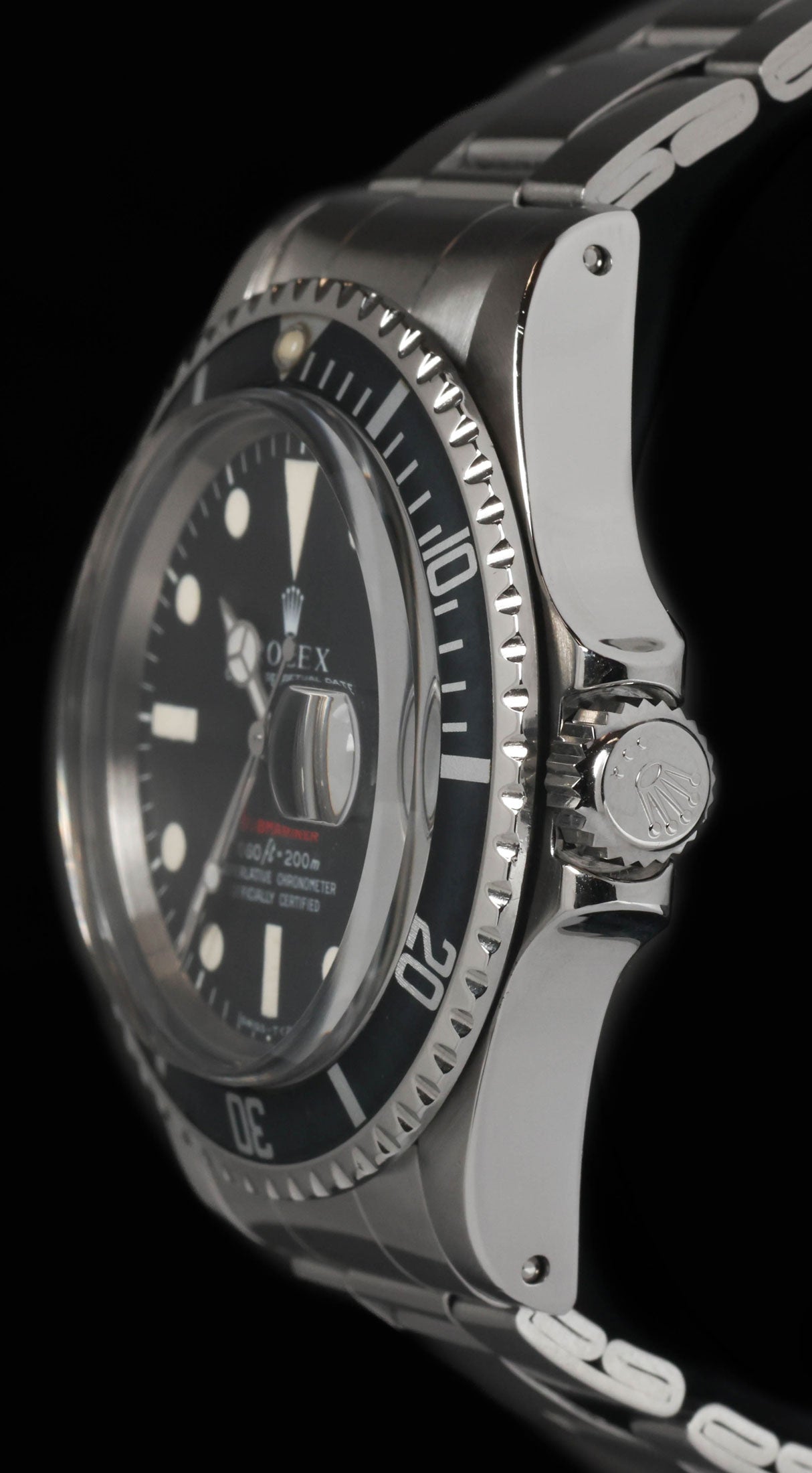 Pre-owned vintage Rolex Submariner Date 1680 MK4 'Red' 40mm 1971 | Crown Vintage Watches