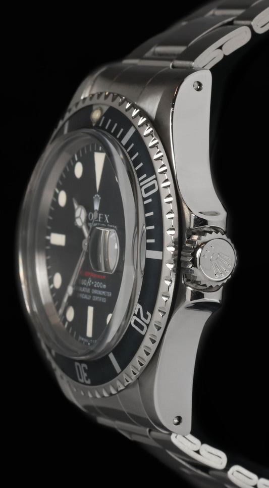 Pre-owned vintage Rolex Submariner Date 1680 MK4 'Red' 40mm 1971 | Crown Vintage Watches