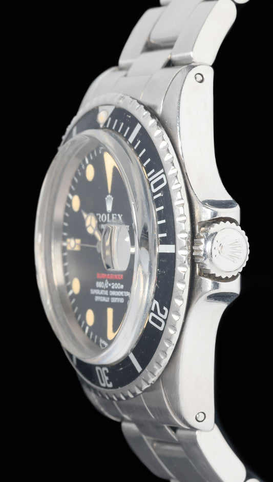 Preowned vintage Rolex Submariner Date 1680 MK4 'Red' 40mm 1970 Box & Papers | Crown Vintage Watches