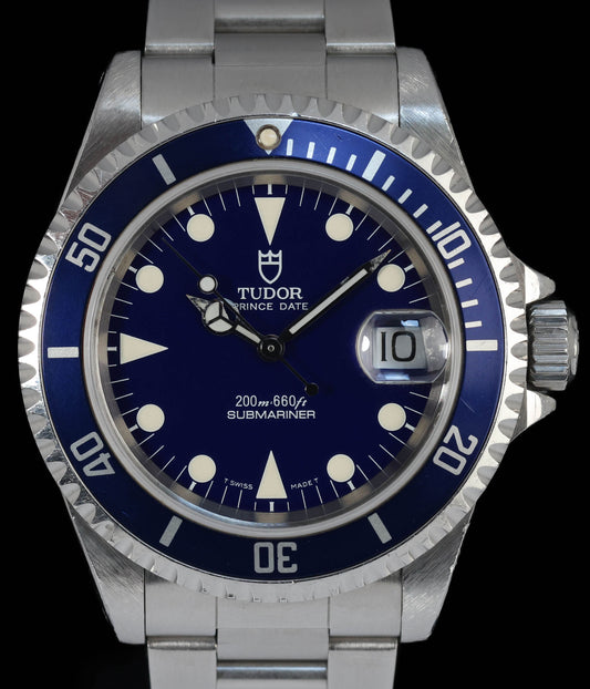 Pre-owned vintage Tudor Submariner Date 'Blue' 39mm 1997 Full-set | Crown Vintage Watches