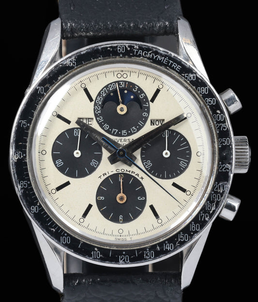 Preowned vintage Universal Genève Tri Compax 881101/01 'Eric Clapton' 37mm 1960s | Crown Vintage Watches