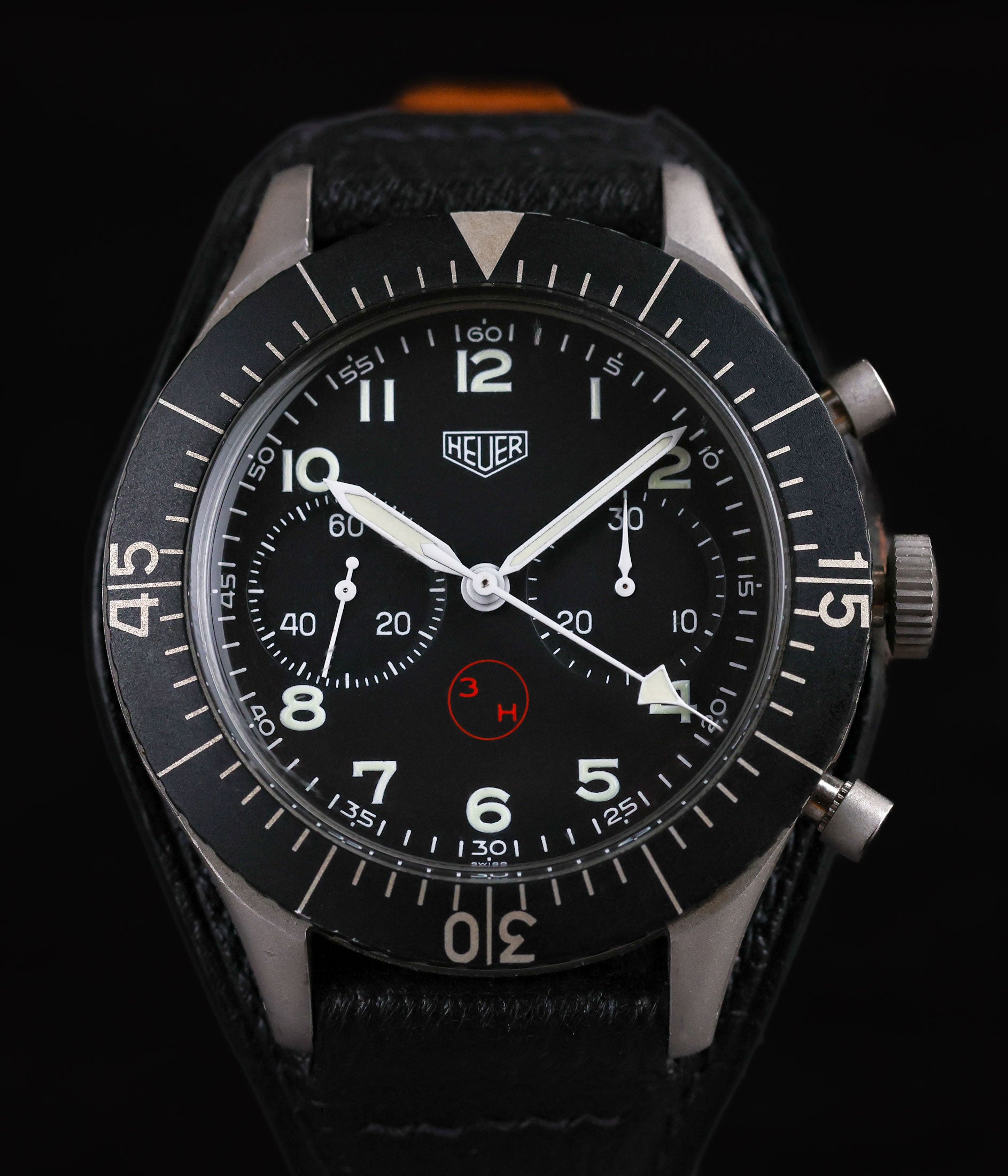 Vintage Heuer Bundeswehr 3H Dial 43MM 1550SG 1970s | Crown Vintage Watches