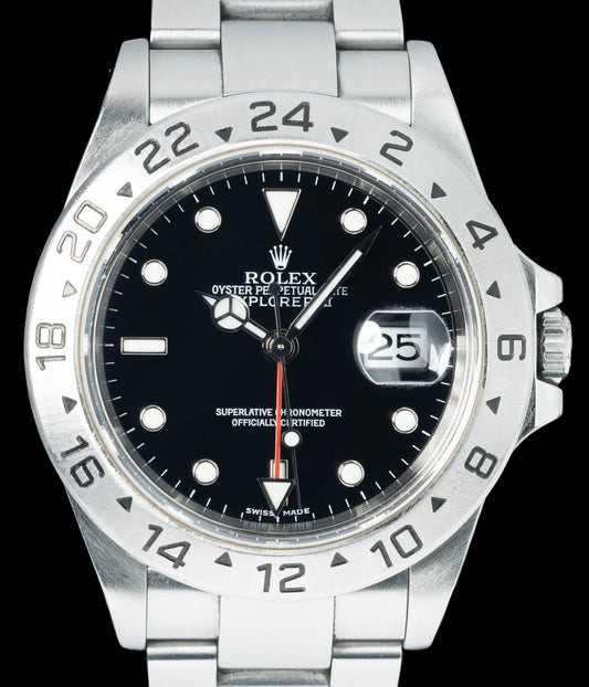 Preowned vintage Rolex Explorer II 16570 Black 40MM 1996 | Crown Vintage Watches