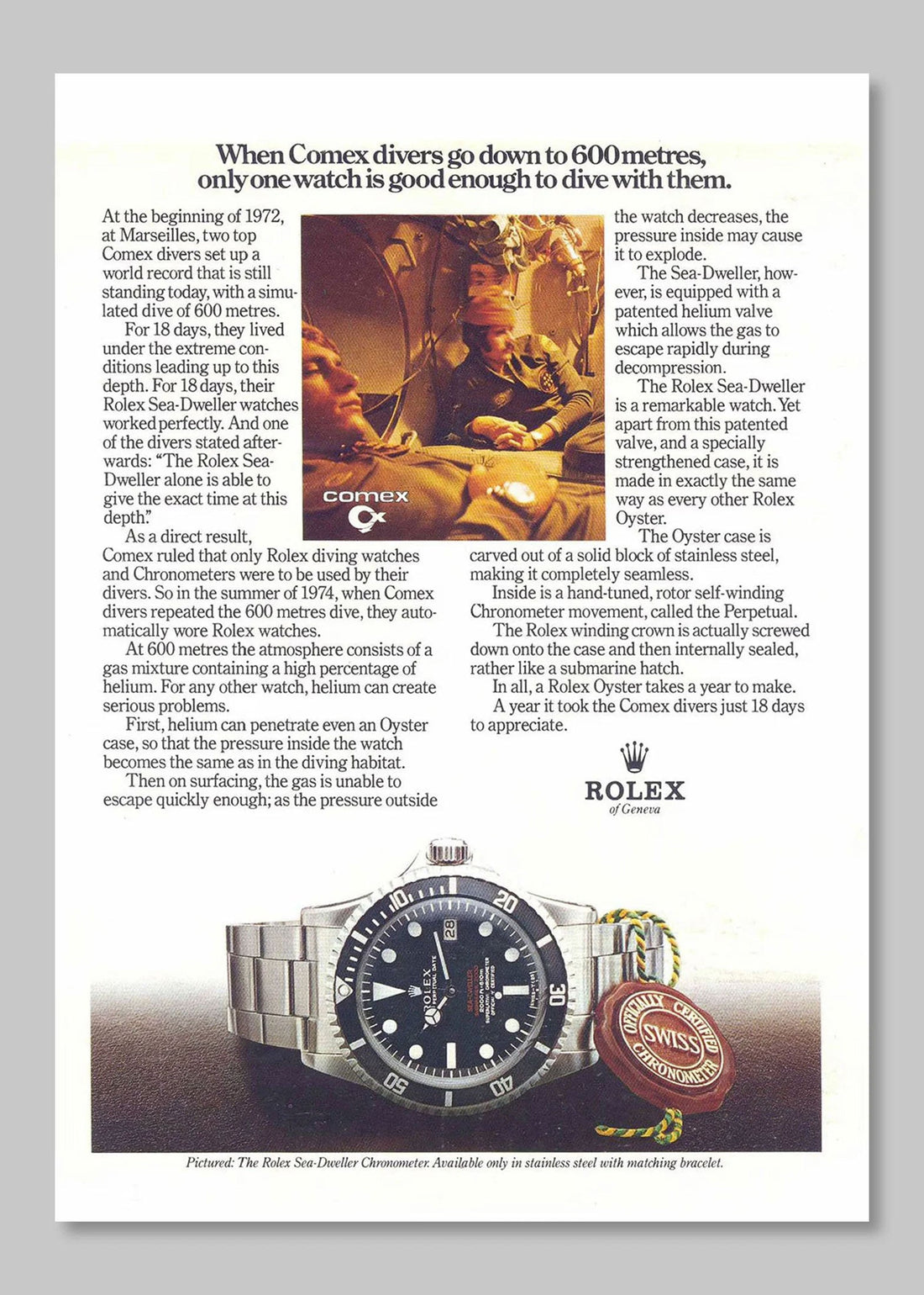 Rolex Sea-Dweller: Forty Watches for an Experiment That Never Happened | Crown Vintage Watches