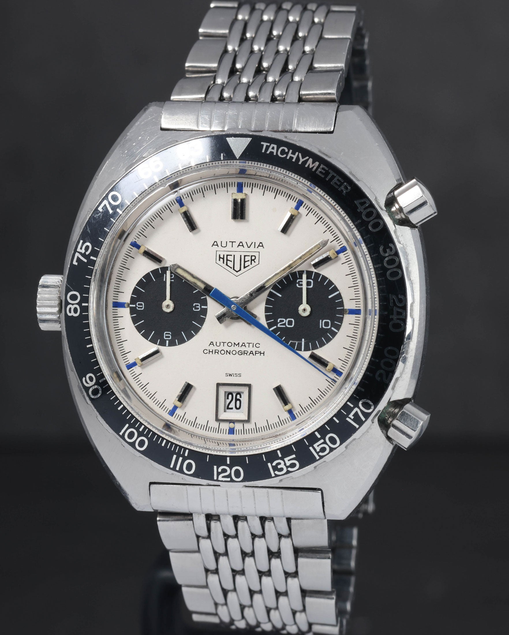 Pre-owned vintage Heuer Autavia 1163V Siffert 42M Circa 1970 | Crown Vintage Watches