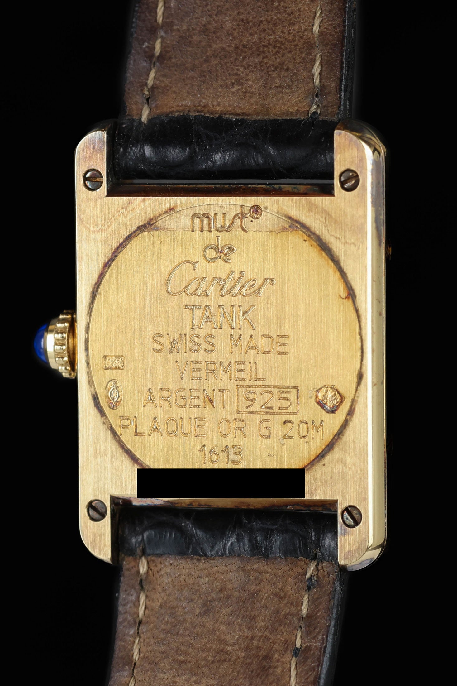 Pre-owned vintage Cartier Must de Tank Vermeil Tri-Tone Trinity Dial Ref 1613 Circa 1990s | Crown Vintage Watches