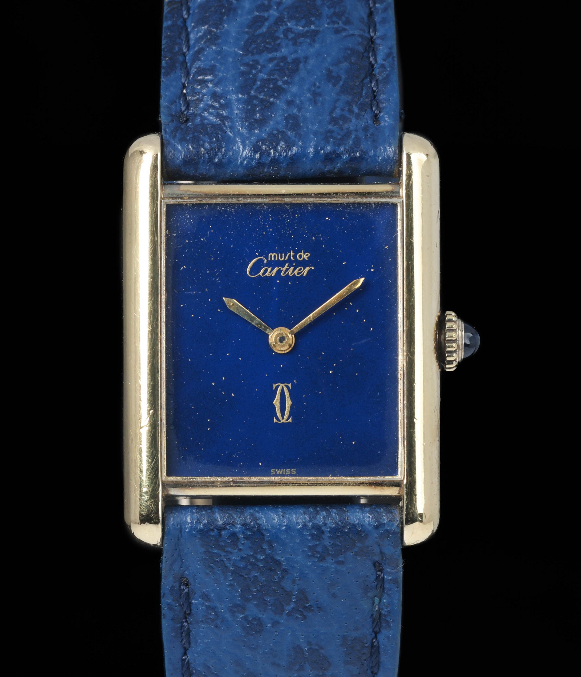 Preowned vintage Cartier Tank Must 'Lapis' Manual Wind 23x30MM Circa 1980s | Crown Vintage Watches